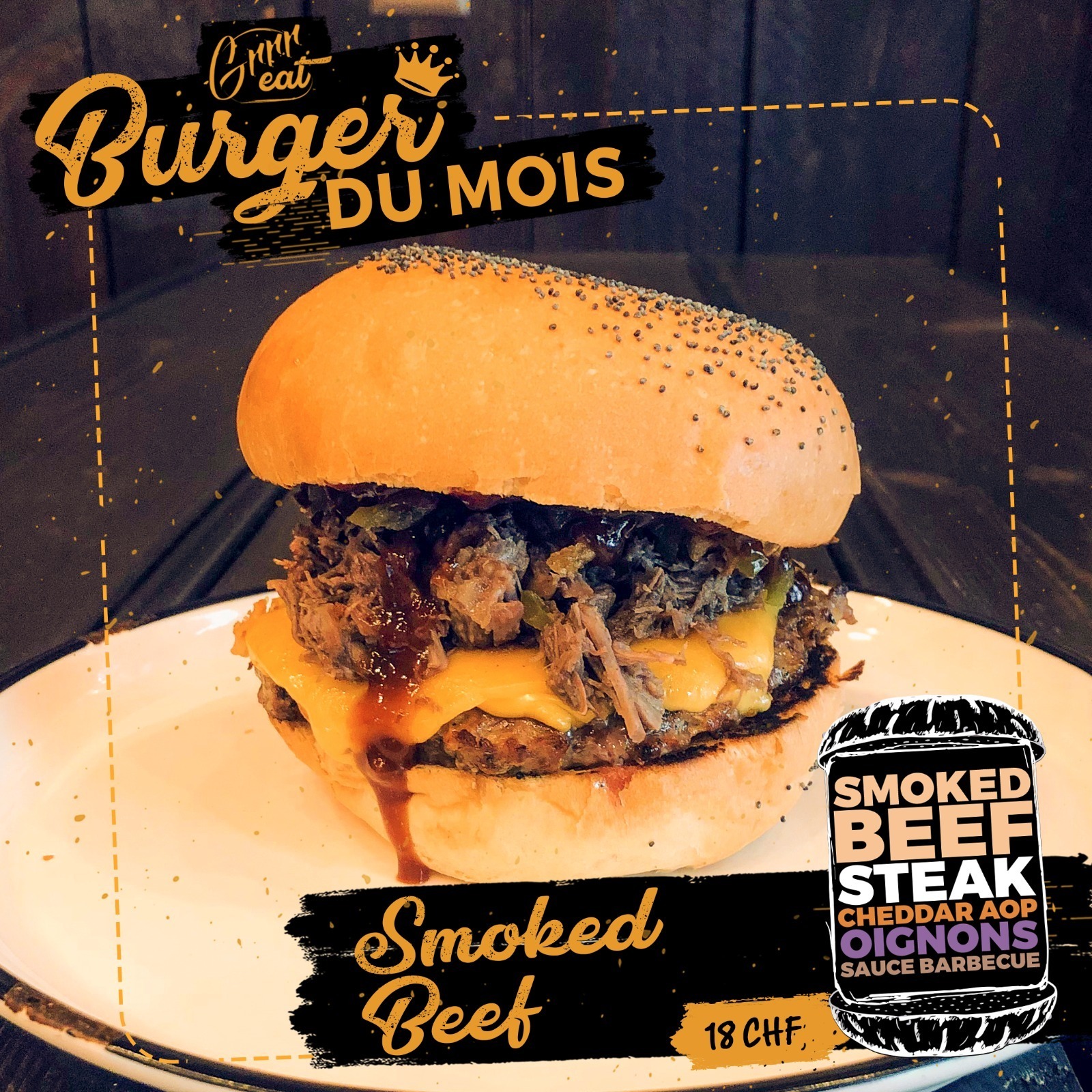 Smoked beef burger